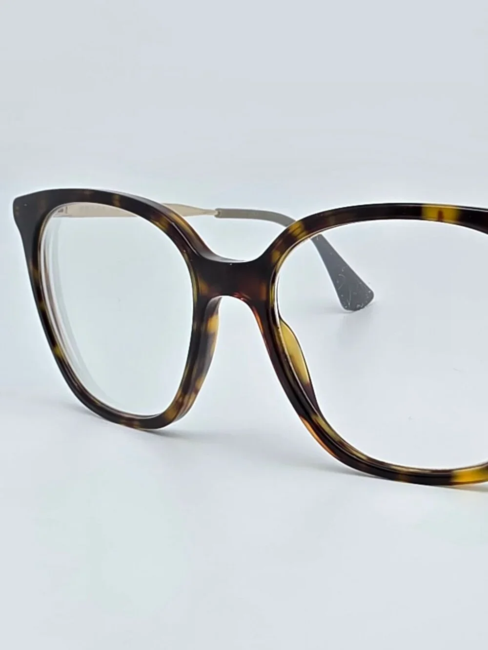 Prada VPR 11T 2AU-1O1 Havana Gold Cat Eye Eyeglasses Frame Italy 53-17-140